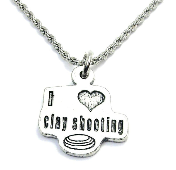I Love Clay Shooting Single Charm Necklace