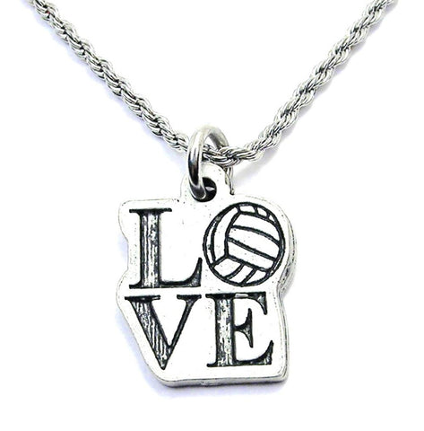 Love With Volleyball O Single Charm Necklace