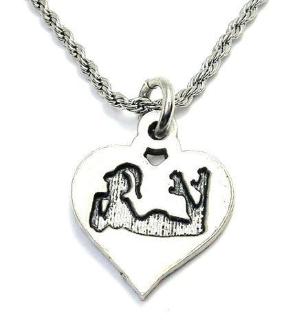Derby Girl Silhouette In Heart Single Charm Necklace
