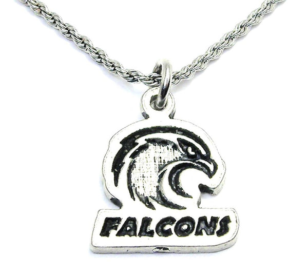 Falcons Mascot With Falcon Single Charm Necklace