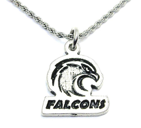 Falcons Mascot With Falcon Single Charm Necklace