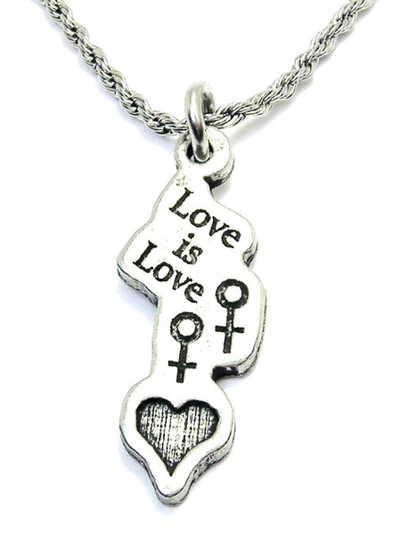 Love Is Love With Female Symbols Single Charm Necklace