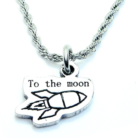 To The Moon Rocket Single Charm Necklace