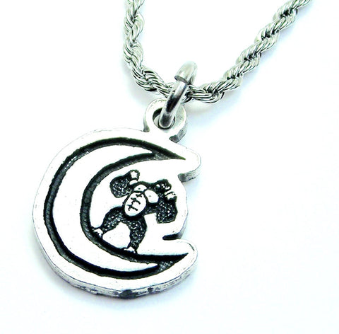 Apes On The Moon Single Charm Necklace