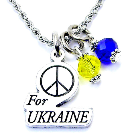 Peace For Ukraine Necklace with Crystal Accent