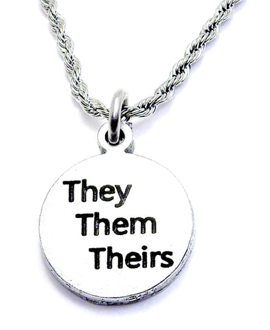 They Them Theirs Single Charm Necklace