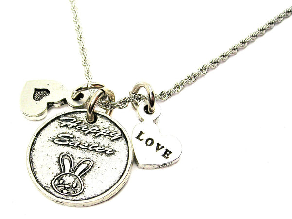 Happy Easter Stainless Steel Rope Chain Necklace