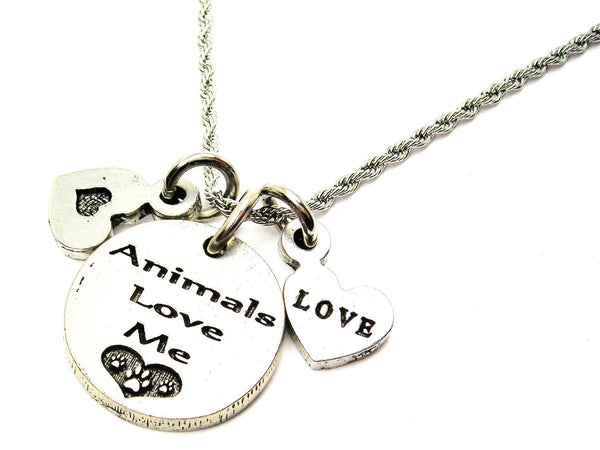 Animals Love Me Stainless Steel Rope Chain Necklace