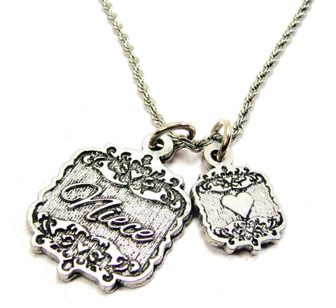 Niece Victorian Scroll With Victorian Accent Heart 20" Chain Necklace