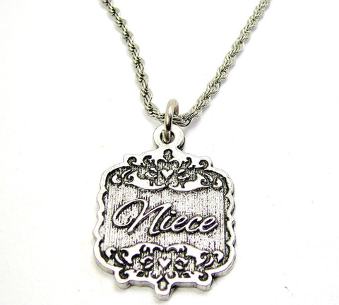 Niece Victorian Scroll Single Charm Necklace