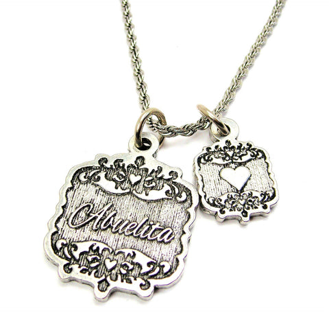Abuelita Victorian Scroll With Victorian Accent Heart 20" Chain Necklace