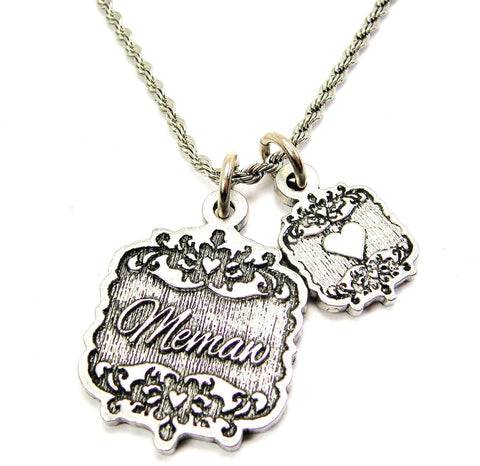 Memaw Victorian Scroll With Victorian Accent Heart 20" Chain Necklace