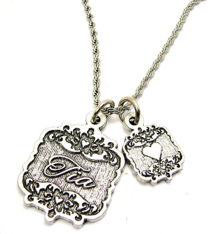 Tia Victorian Scroll With Victorian Accent Heart 20" Chain Necklace