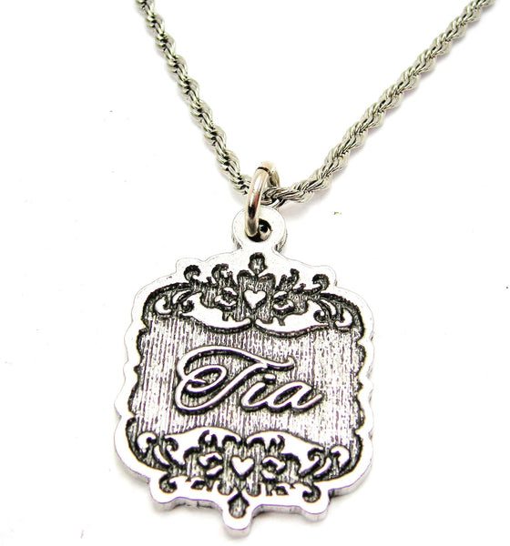 Tia Victorian Scroll Single Charm Necklace