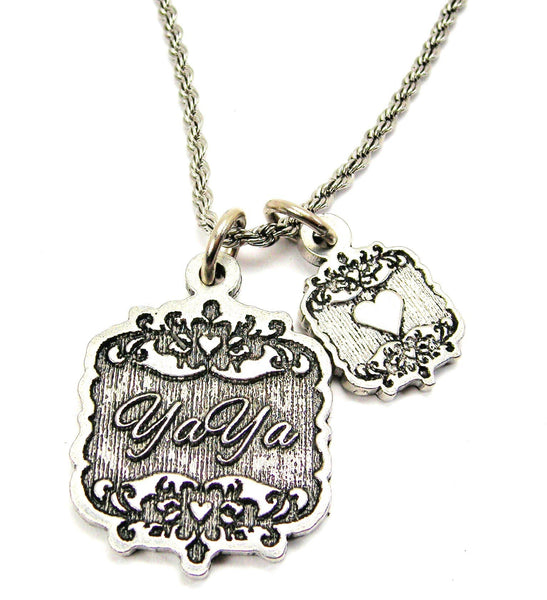 YaYa Victorian Scroll With Victorian Accent Heart 20" Chain Necklace