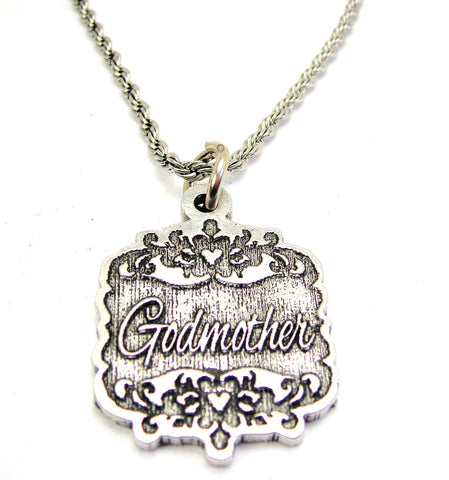 Godmother Victorian Scroll Single Charm Necklace