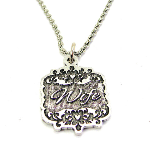 Wife Victorian Scroll Single Charm Necklace