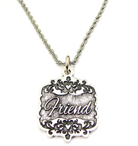 Friend Victorian Scroll Single Charm Necklace
