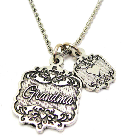 Grandma Victorian Scroll With Victorian Accent Heart 20" Chain Necklace
