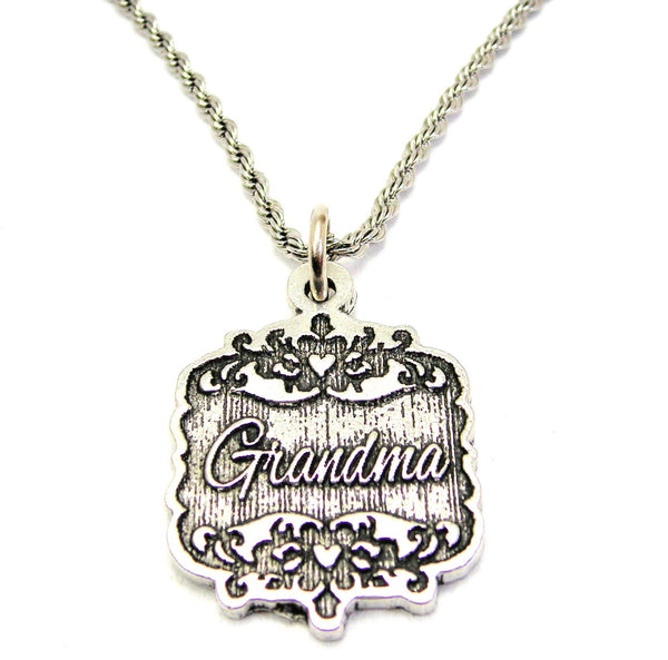 Grandma Victorian Scroll Single Charm Necklace