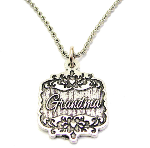 Grandma Victorian Scroll Single Charm Necklace