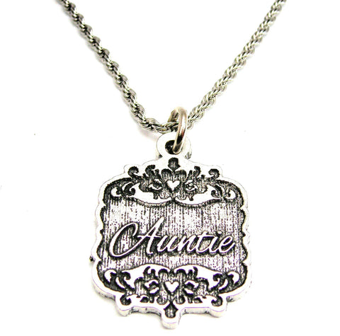 Auntie Victorian Scroll Single Charm Necklace