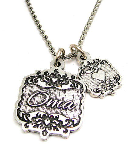 Oma Victorian Scroll With Victorian Accent Heart 20" Chain Necklace