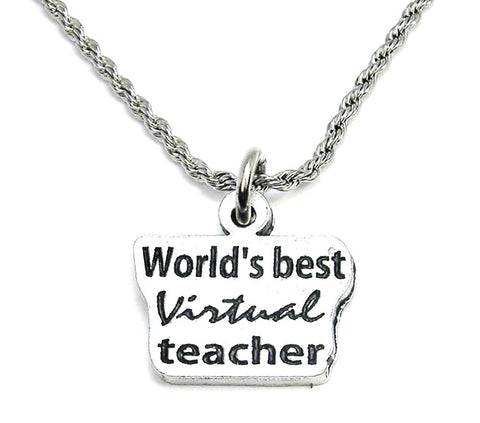 World's Best Virtual Teacher Single Charm Necklace