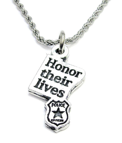 Honor Their Lives Police Badge Single Charm Necklace
