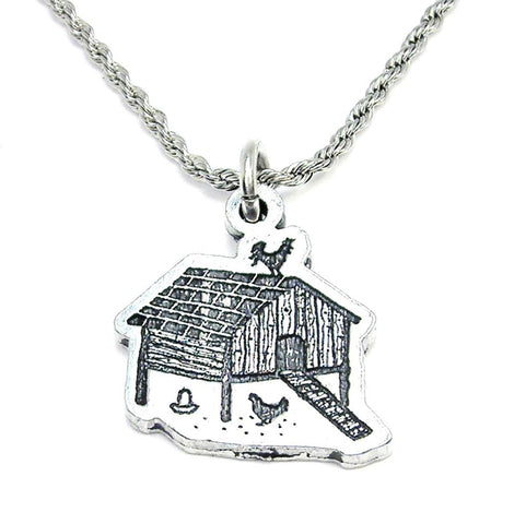 Cute Little Chicken Coop Single Charm Necklace