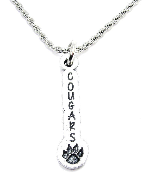 Cougars With Paw Print Single Charm Necklace