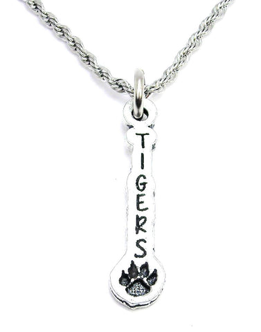 Tigers With Paw Print Single Charm Necklace