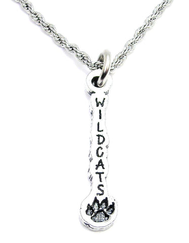 Wildcats With Paw Print Single Charm Necklace