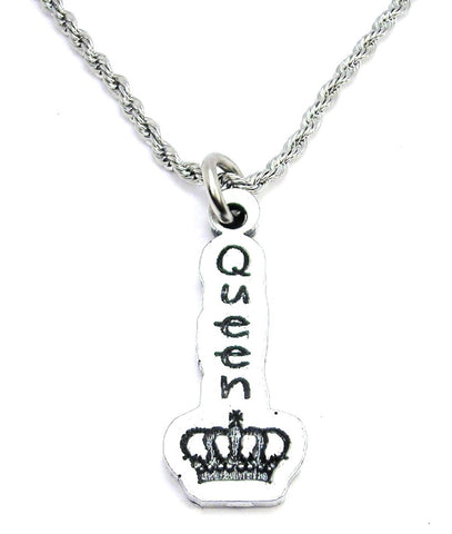 Queen With Crown Single Charm Necklace