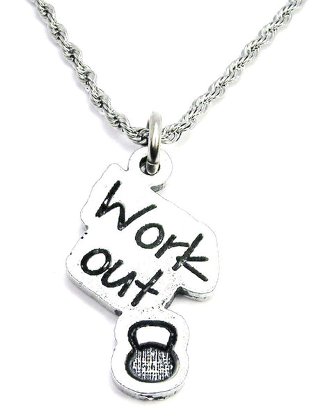 Work Out With Kettle Bell Single Charm Necklace