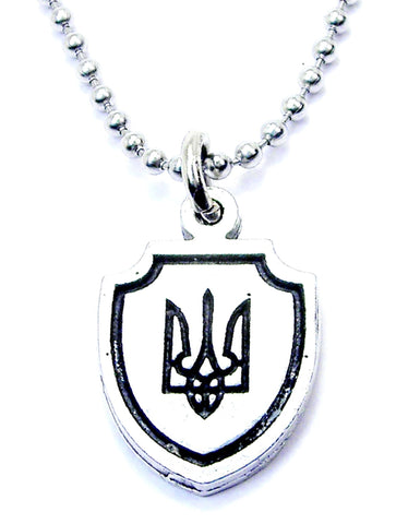 Tryzub Ukrainian Coat Of Arms Symbol Ball Chain Necklace