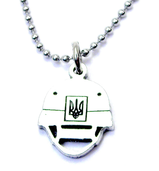 Ukrainian Military Helmet Ball Chain Necklace
