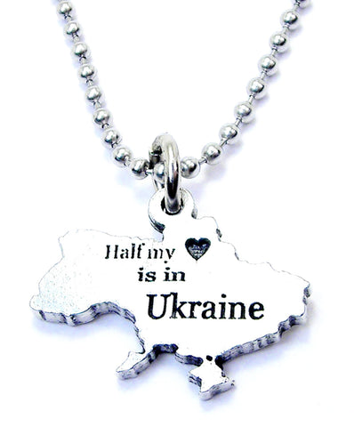 Half My Heart Is In Ukraine Ball Chain Necklace