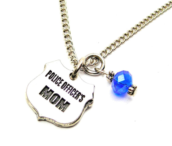 Police Officers Mom Necklace With Crystal Accent