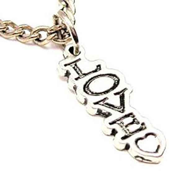 Love With Heart Letters Going Down Single Charm Necklace