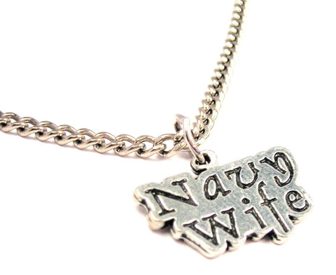 Navy Wife Single Charm Necklace