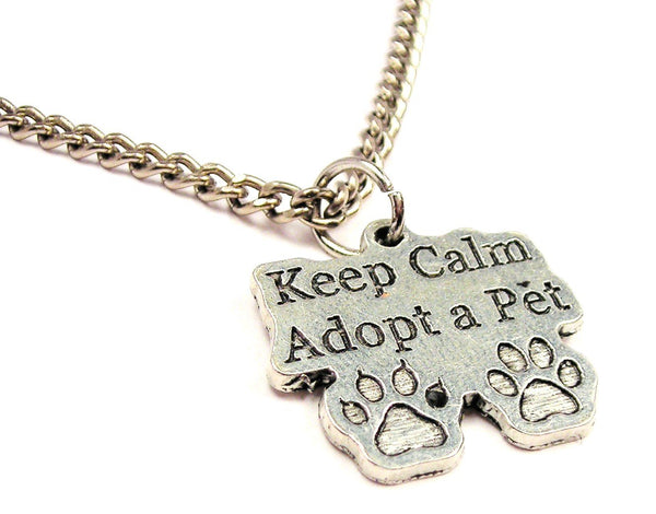 Keep Calm Adopt A Pet Single Charm Necklace