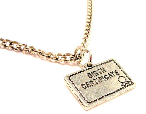 Birth Certificate Single Charm Necklace