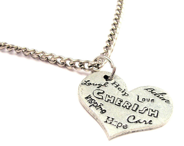 Cherish Help Love Hope Inspire Single Charm Necklace