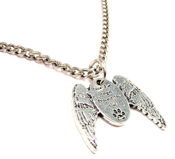 Guardian Angel Protect My Cat Single Charm Necklace