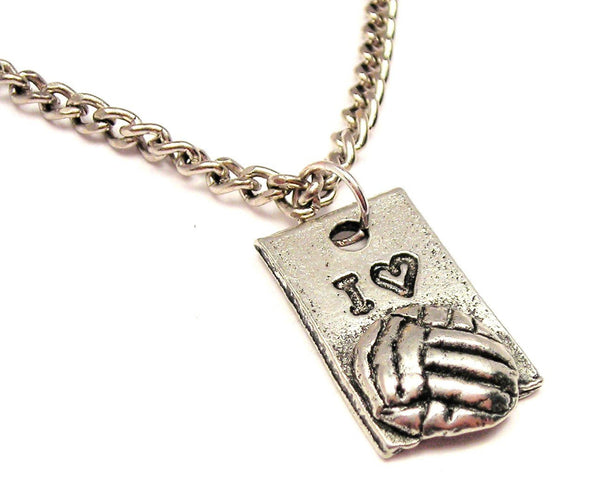 I Love Volleyball Single Charm Necklace