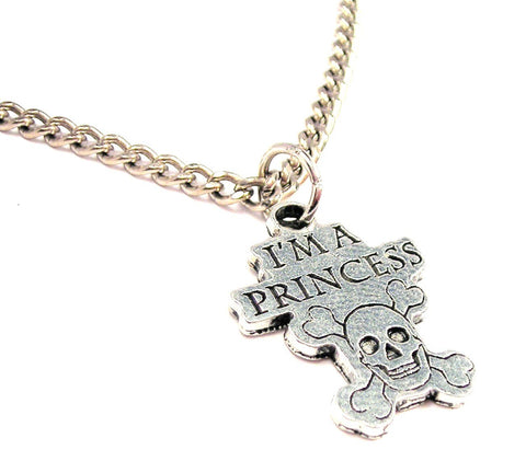 I'm A Princess Skull And Crossbones Single Charm Necklace