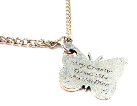 My Coastie Gives Me Butterflies Single Charm Necklace