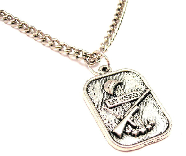 My Hero In Memory Of A Fallen Soldier Single Charm Necklace