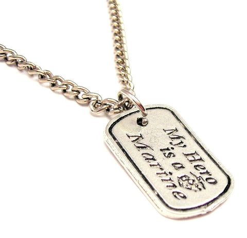 My Hero Is A Marine Single Charm Necklace